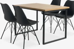 Outlet AABENRAA + KLARUPMesa AABENRAA L120 roble cálido + 4 sillas KLARUP negro Mesas De Comedor|Conjuntos De Comedor