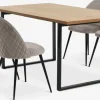 New AABENRAA + KOKKEDALMesa AABENRAA L160 roble + 4 sillas KOKKEDAL terciopelo gris Mesas De Comedor|Conjuntos De Comedor