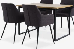 Sale AABENRAA + PURHUSMesa AABENRAA L120 roble cálido + 4 sillas PURHUS gris/negro Mesas De Comedor|Conjuntos De Comedor