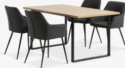 Hot AABENRAA + PURHUSMesa AABENRAA L160 roble cálido + 4 sillas PURHUS gris/negro Mesas De Comedor|Conjuntos De Comedor