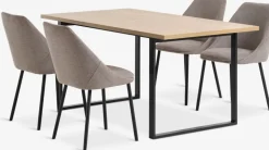 Hot AABENRAA + VELLEVMesa AABENRAA L160 roble cálido +4 sillas VELLEV arena/negro Mesas De Comedor|Conjuntos De Comedor
