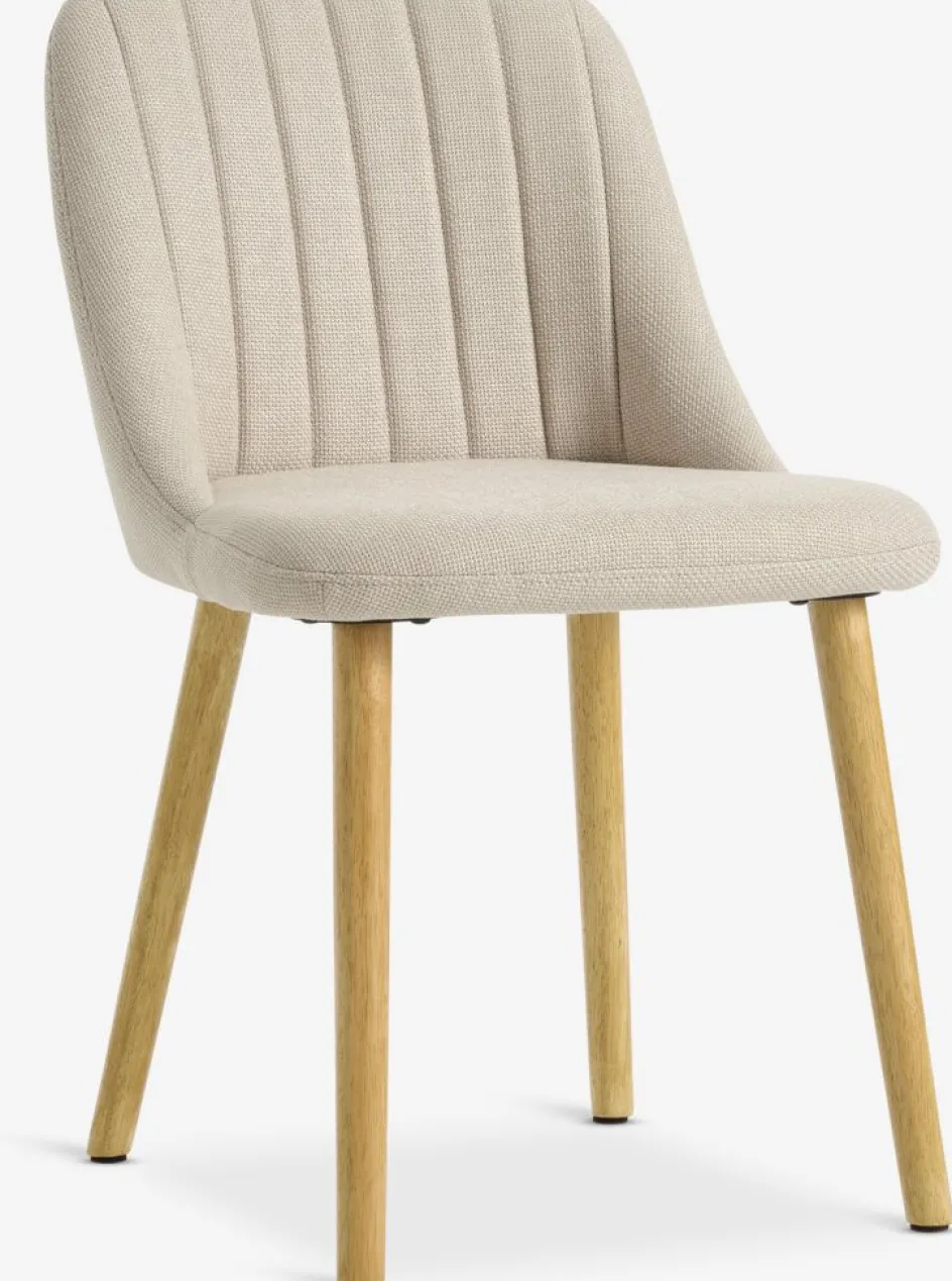 Outlet ADSLEVSilla de comedor ADSLEV sin reposabrazos beis/roble natural Sillas De Comedor