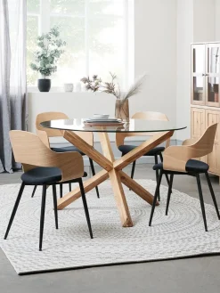 New AGERBY + HVIDOVREMesa AGERBY Ø119 roble natural+4 sillas HVIDOVRE roble/negro Mesas De Comedor|Conjuntos De Comedor