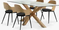 Clearance AGERBY + HVIDOVREMesa AGERBY L190 roble natural+4 sillas HVIDOVRE roble/negro Mesas De Comedor|Conjuntos De Comedor