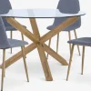Discount AGERBY + JONSTRUPMesa AGERBY Ø119 roble natural +4 sillas JONSTRUP azul claro Mesas De Comedor|Conjuntos De Comedor