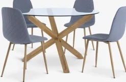 Discount AGERBY + JONSTRUPMesa AGERBY Ø119 roble natural +4 sillas JONSTRUP azul claro Mesas De Comedor|Conjuntos De Comedor