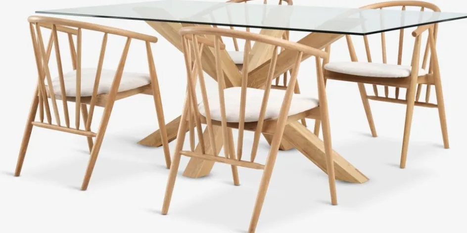 Clearance AGERBY + LYKSBORGMesa AGERBY L190 roble natural + 4 sillas LYKSBORG roble Mesas De Comedor|Conjuntos De Comedor