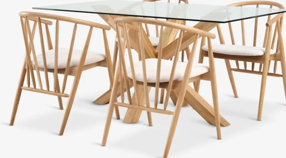 Clearance AGERBY + LYKSBORGMesa AGERBY L160 roble natural + 4 sillas LYKSBORG roble Mesas De Comedor|Conjuntos De Comedor