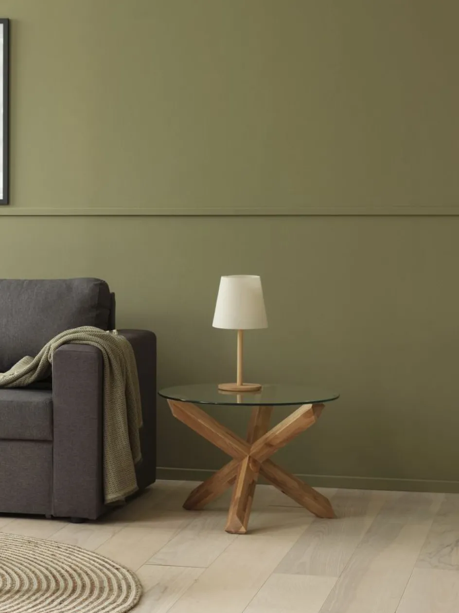 Online AGERBYMesa de centro AGERBY Ø60 cristal/roble natural Mesas De Centro|Mesas Auxiliares