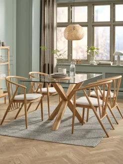 Outlet AGERBYMesa de comedor AGERBY 90x160 cristal/roble natural Mesas De Comedor