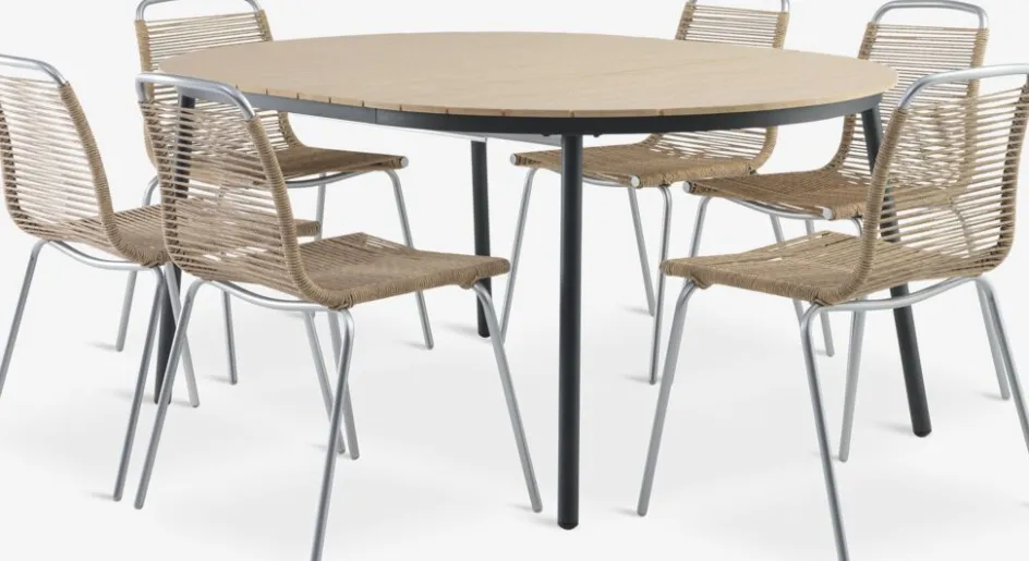 Sale AKTIVEN + MIDDAGSBERGETMesa AKTIVEN L118/168 + 4 sillas MIDDAGSBERGET natural Conjuntos Mesa Y Sillas De Jardín