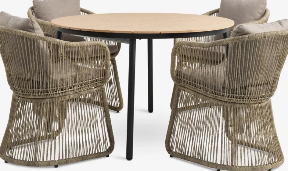 AKTIVEN + STORDALENMesa AKTIVEN L118/168 + 4 sillas STORDALEN natural Conjuntos Mesa Y Sillas De Jardín