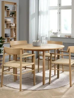 Clearance ALSTED + ISLEVMesa ALSTED Ø120 roble + 4 sillas ISLEV roble reposabrazos Mesas De Comedor|Conjuntos De Comedor