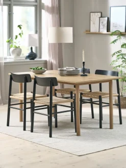 Online ALSTED + ISLEVMesa ALSTED L160 roble natural +4 sillas ISLEV negro/natural Mesas De Comedor|Conjuntos De Comedor