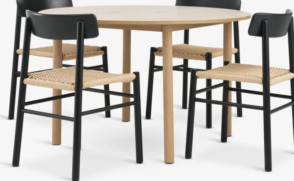 Online ALSTED + ISLEVMesa ALSTED Ø120 roble natural +4 sillas ISLEV negro/natural Mesas De Comedor|Conjuntos De Comedor