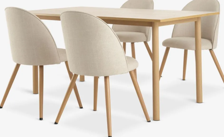 ALSTED + THORUPMesa ALSTED L160 roble natural + 4 sillas THORUP beis/roble Mesas De Comedor|Conjuntos De Comedor