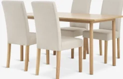 ALSTED + TUREBYMesa ALSTED L160 roble natural + 4 sillas TUREBY beis Mesas De Comedor|Conjuntos De Comedor