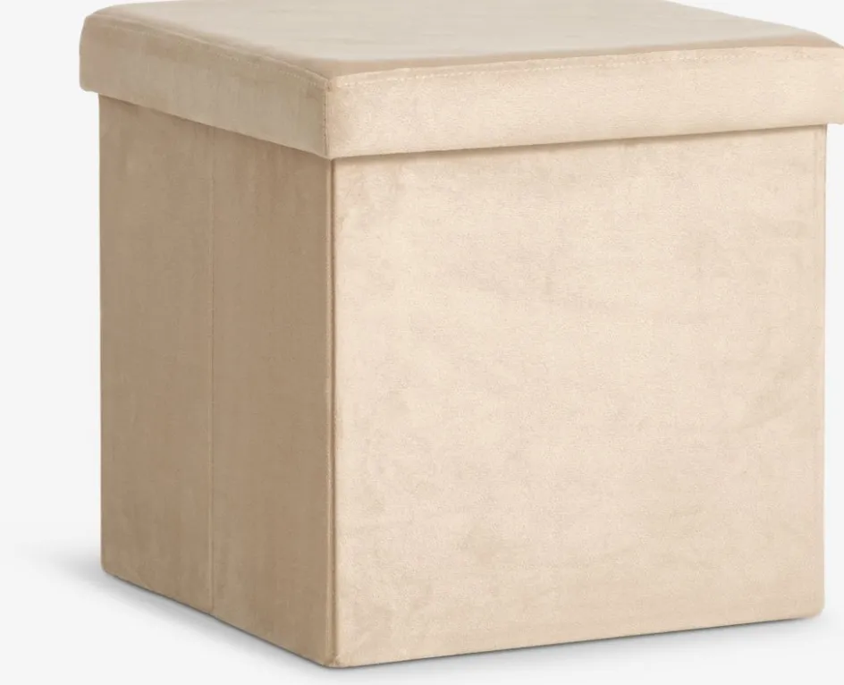 Discount AUNINGPuf AUNING 38x38 con almacenaje terciopelo arena oscuro Pufs|Pufs
