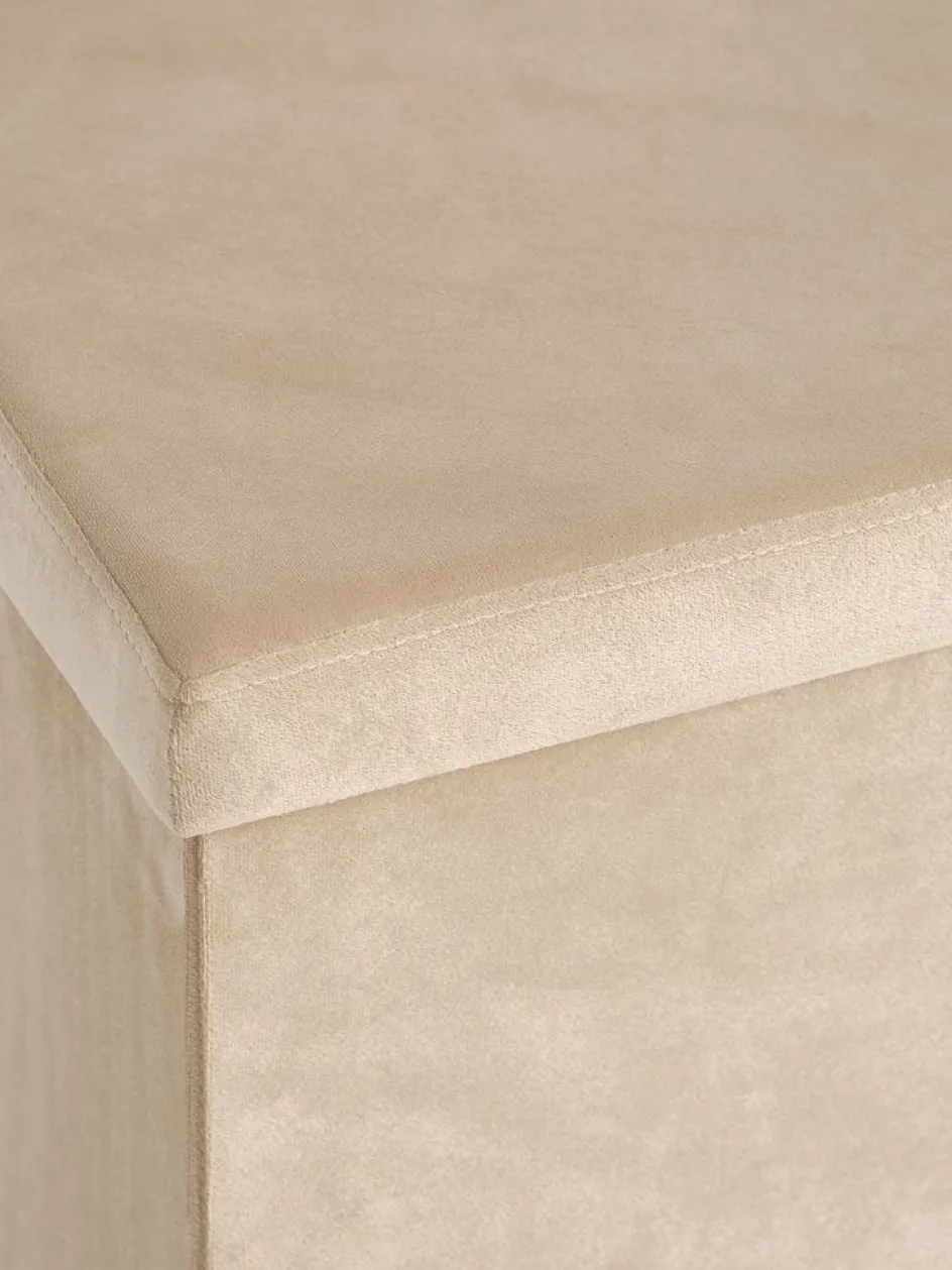 Discount AUNINGPuf AUNING 38x38 con almacenaje terciopelo arena oscuro Pufs|Pufs