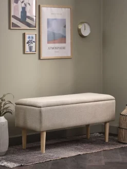 Outlet BADSTEDBanco BADSTED con almacenaje tela beis/color roble Bancos|Bancos