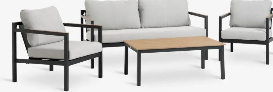 Discount BEJSTRUPConjunto muebles jardín BEJSTRUP 4 plazas gris Conjuntos Mesa Y Sillas De Jardín|Muebles De Jardín