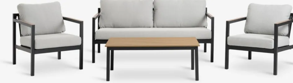 Discount BEJSTRUPConjunto muebles jardín BEJSTRUP 4 plazas gris Conjuntos Mesa Y Sillas De Jardín|Muebles De Jardín