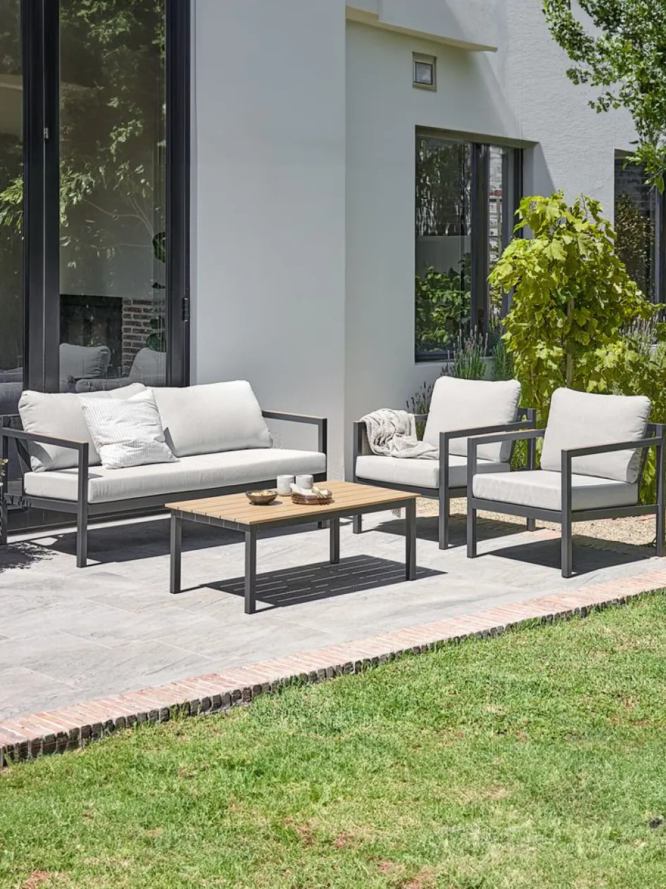 Discount BEJSTRUPConjunto muebles jardín BEJSTRUP 4 plazas gris Conjuntos Mesa Y Sillas De Jardín|Muebles De Jardín