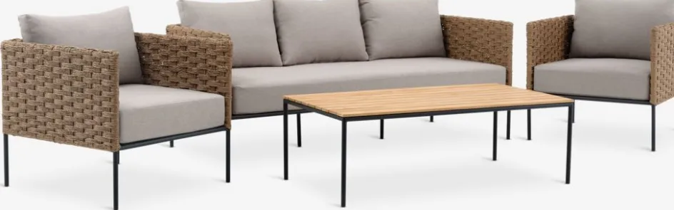 Sale DAMFENNERConjunto muebles jardín DAMFENNER 5 plazas natural Conjuntos Mesa Y Sillas De Jardín|Muebles De Jardín