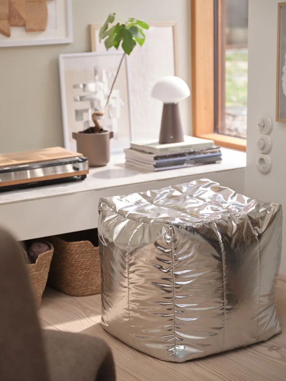 Hot DAVINDEPuf DAVINDE 40x45 plateado Pufs|Pufs