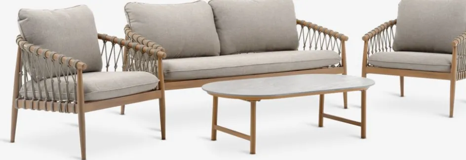 Best DRUMMEHOLMConjunto muebles jardín DRUMMEHOLM 5 plazas natural Conjuntos Mesa Y Sillas De Jardín|Muebles De Jardín