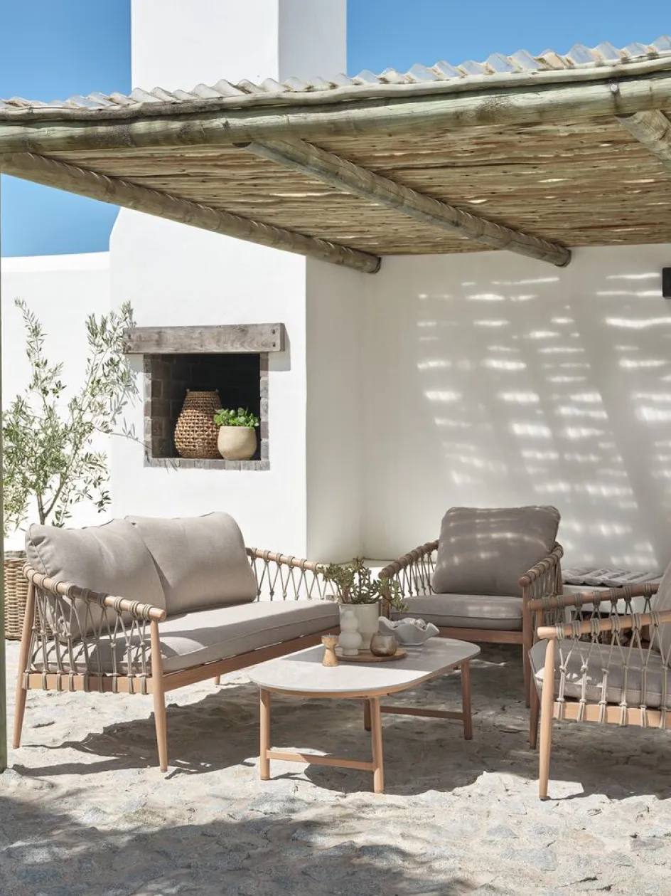 Best DRUMMEHOLMConjunto muebles jardín DRUMMEHOLM 5 plazas natural Conjuntos Mesa Y Sillas De Jardín|Muebles De Jardín