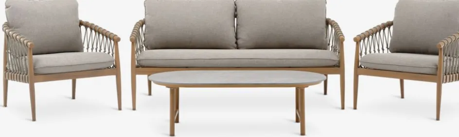 Best DRUMMEHOLMConjunto muebles jardín DRUMMEHOLM 5 plazas natural Conjuntos Mesa Y Sillas De Jardín|Muebles De Jardín