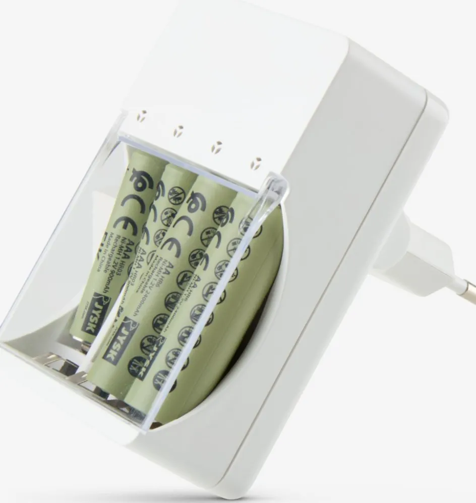Discount EIKCargador de pilas EIK con enchufe blanco Pilas|Pilas