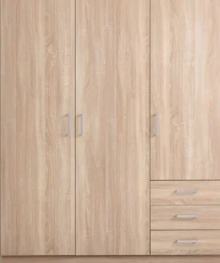 New FANDRUPArmario FANDRUP 145x176 3 puertas 3 cajones color roble cl Armarios|Todos Los Armarios