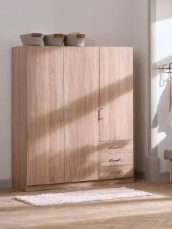 New FANDRUPArmario FANDRUP 145x176 3 puertas 3 cajones color roble cl Armarios|Todos Los Armarios