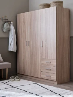 New FANDRUPArmario FANDRUP 145x176 3 puertas 3 cajones color roble cl Armarios|Todos Los Armarios