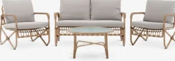 Online FJANDConjunto muebles jardín FJAND 4 plazas bambú natural Conjuntos Mesa Y Sillas De Jardín|Muebles De Jardín