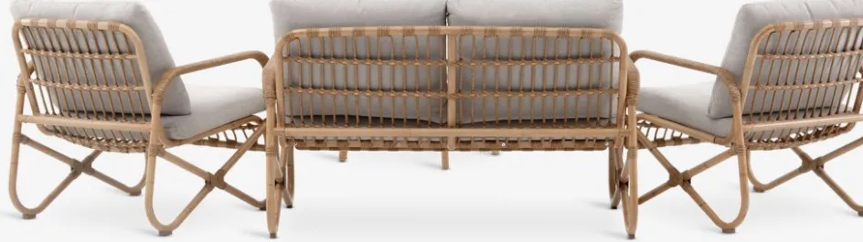 Online FJANDConjunto muebles jardín FJAND 4 plazas bambú natural Conjuntos Mesa Y Sillas De Jardín|Muebles De Jardín