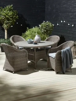 GAMMELBYMesa GAMMELBY Ø130 + 4 sillas GAMMELBY gris Conjuntos Mesa Y Sillas De Jardín