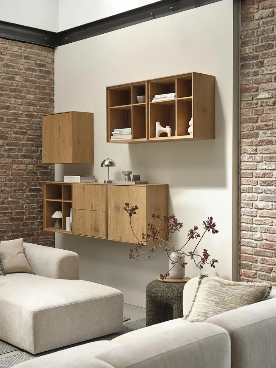 GEDSERMódulo de pared GEDSER armario color roble cálido Estanterias Y Librerías|Estanterias Y Librerías