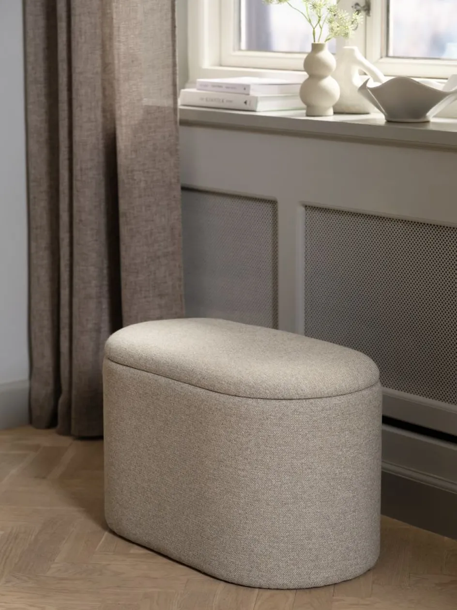 Hot GISLEVPuf GISLEV 65x36 con almacenaje tela arena Pufs|Pufs