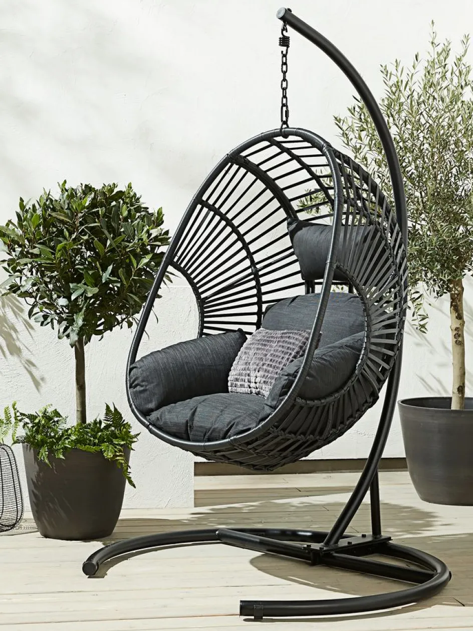 Sale GJERNSilla colgante GJERN A118xA184xP106 negro Muebles De Jardín|Hamacas Y Sillas Colgantes