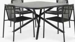 Outlet GOTHENBURG + KRISTIANSTADMesa GOTHENBURG L120 gris + 4 sillas KRISTIANSTAD verde Conjuntos Mesa Y Sillas De Jardín