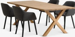 GRIBSKOV + ADSLEVMesa GRIBSKOV L230 roble natural + 4 sillas ADSLEV antracita Mesas De Comedor|Conjuntos De Comedor