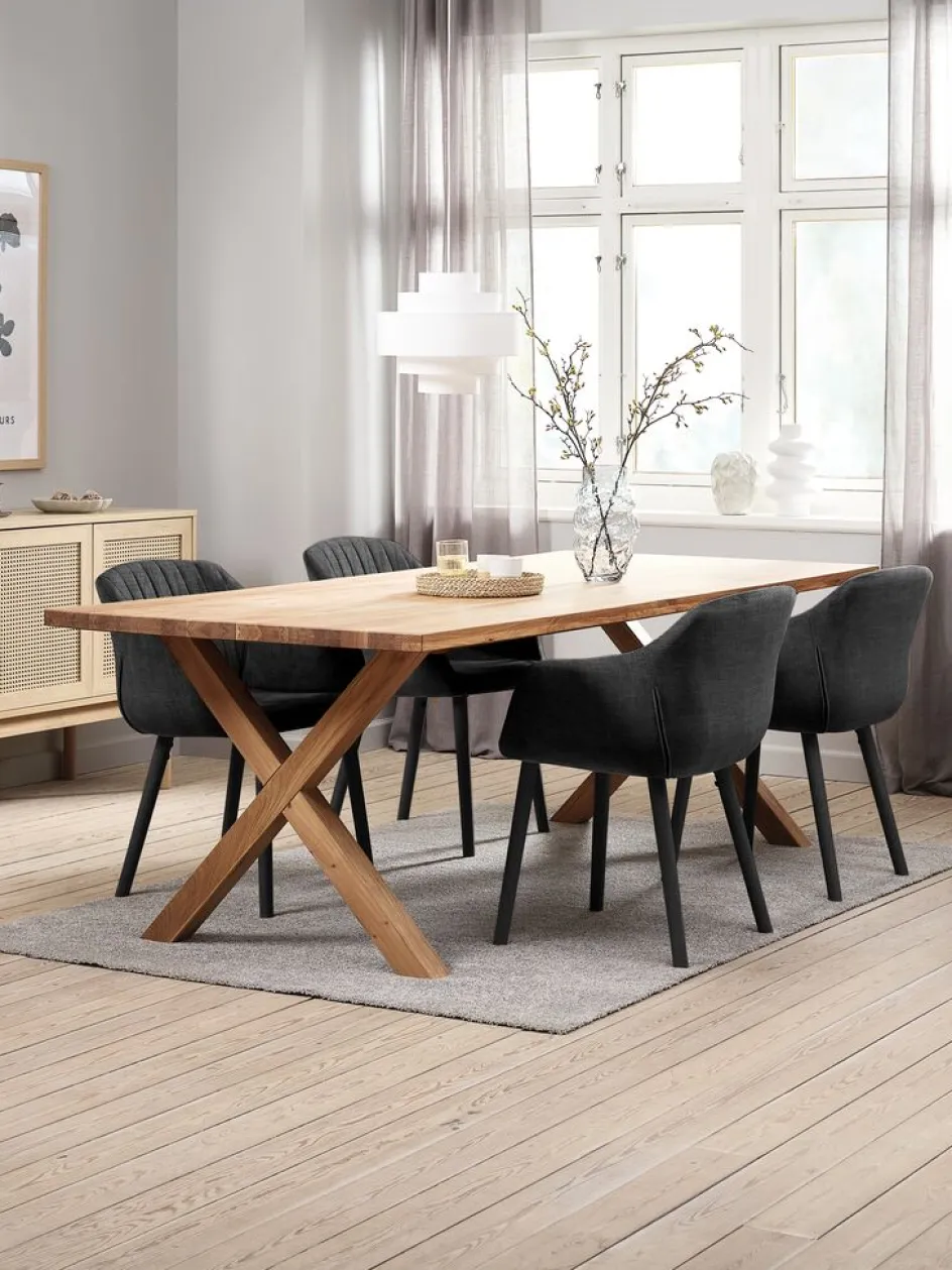GRIBSKOV + ADSLEVMesa GRIBSKOV L230 roble natural + 4 sillas ADSLEV antracita Mesas De Comedor|Conjuntos De Comedor