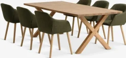 Discount GRIBSKOV + ADSLEVMesa GRIBSKOV L230 roble natural + 4 sillas ADSLEV oliva Mesas De Comedor|Conjuntos De Comedor