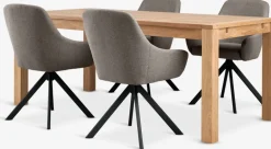 Online HAGE + ROSTRUPMesa HAGE L190 roble natural + 4 sillas ROSTRUP arena/negro Mesas De Comedor|Conjuntos De Comedor
