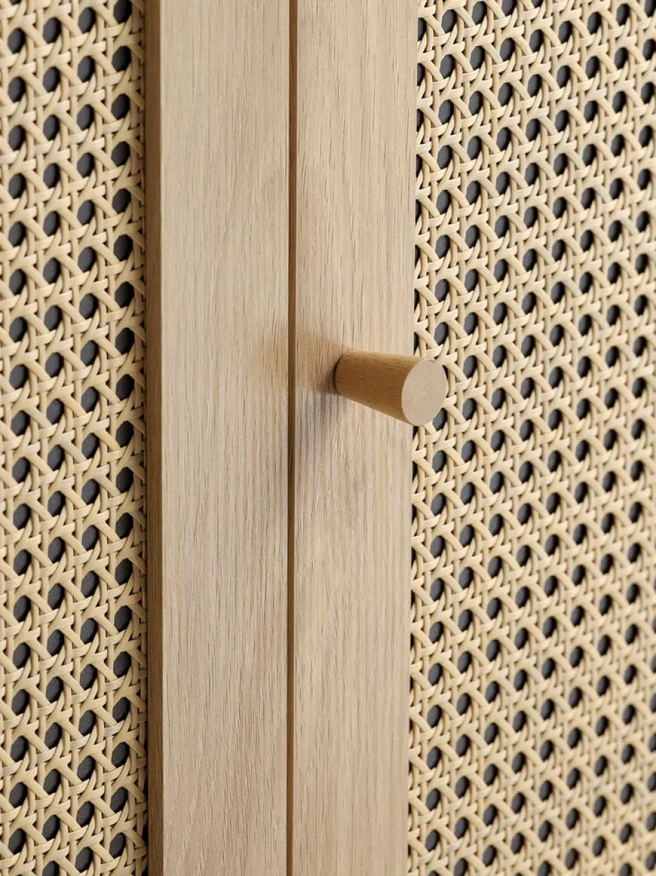 Outlet HALMSTADAparador HALMSTAD 3 puertas ratán sintético/roble cálido Aparadores|Aparadores