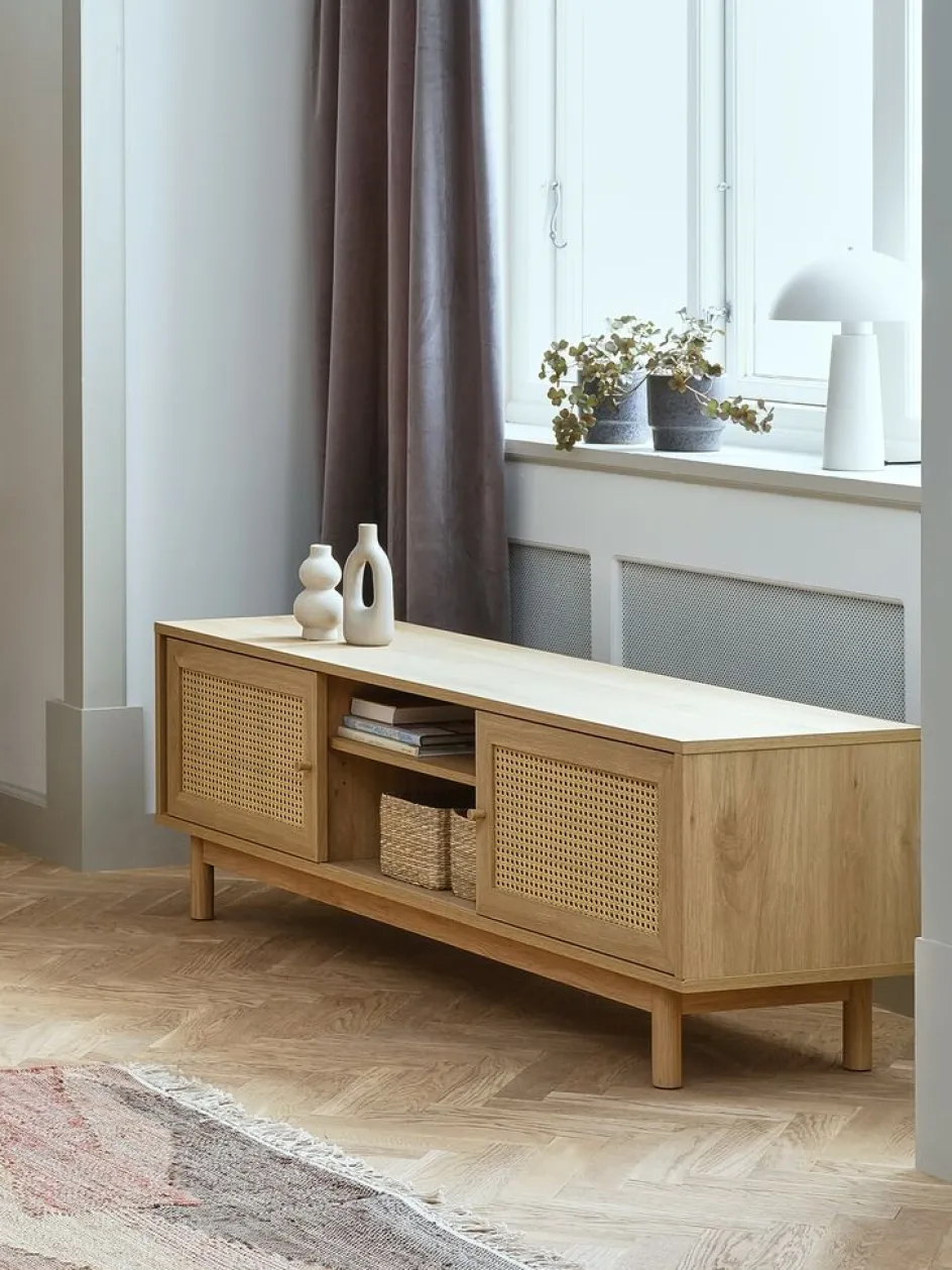 Sale HALMSTADMueble TV HALMSTAD 2 puertas correderas color roble cálido Muebles De TV