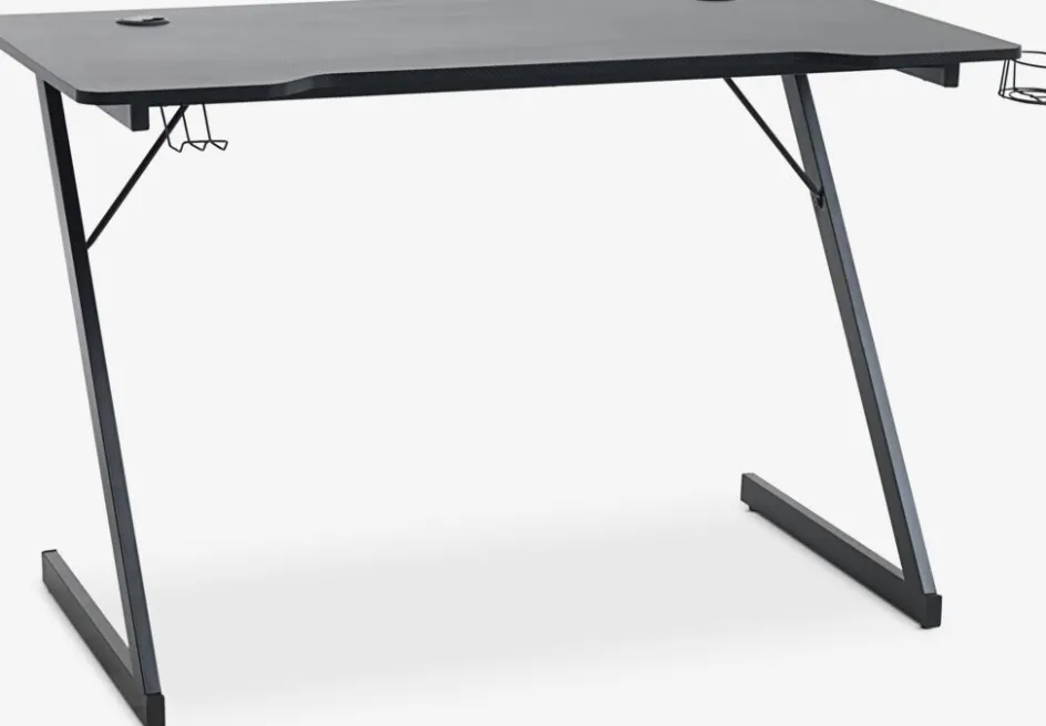 Outlet HALSTEDEscritorio gaming HALSTED 60x120 portabebidas+soporte negro Escritorios|Escritorios Elevables